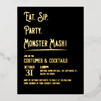 モンスターマッシュハローウィンパーティ 箔招待状ポストカード