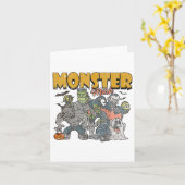 モンスターマッシュヴィンテージ幽霊ハロウィンおもしろい カード (黄色い花)