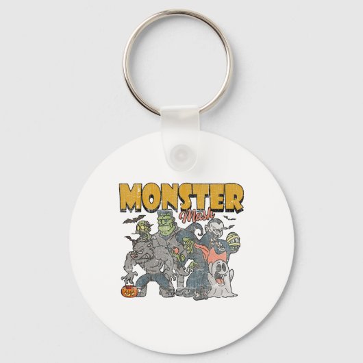 モンスターマッシュヴィンテージ幽霊ハロウィンおもしろい キーホルダー (正面)