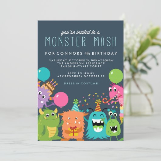 モンスターマッシュ子供の誕生日パーティの招待状招待状 招待状 (スタンド正面)