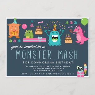 モンスターマッシュ子供の誕生日パーティの招待状招待状 招待状