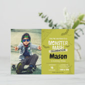モンスターマッシュ誕生日招待状(緑) 招待状 (スタンド正面)