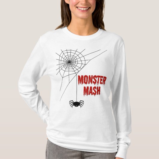 モンスターマッシュ ハロウィンのクモの巣 Tシャツ (正面)