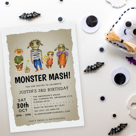 モンスターマッシュ ハロウィン こども 誕生日 招待状