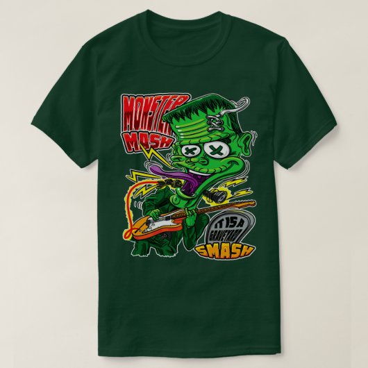 モンスターマッシュ – フランケンシュタイン・オン・ギター・バンド・フランケン Tシャツ (デザイン正面)