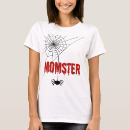 モンスターママさんドリッピングブラッドフォントとクモ Tシャツ