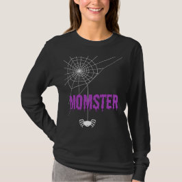 モンスターママさんドリッピングブラッドフォントとクモ Tシャツ