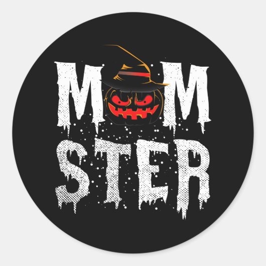 モンスターママTシャツ 楽しいママのハロウィンコスチューム ラウンドシール (正面)