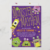 モンスターメイヘム誕生日パーティーへの招待 招待状 (正面/裏面)