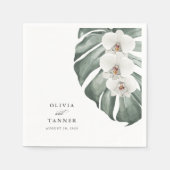 モンスターラトロピカルズの白い結婚蘭 スタンダードカクテルナプキン (正面)