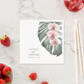 モンスターラトロピカルパラダイス結婚ズのピンクの蘭 スタンダードカクテルナプキン (インサイチュ)