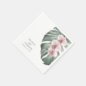 モンスターラトロピカルパラダイス結婚ズのピンクの蘭 スタンダードカクテルナプキン (角)