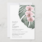 モンスターラトロピカルパラダイス結婚ズのピンクの蘭 招待状 (正面)