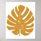 モンスターリーフ自然スケッチインマスタードイエロー ポスター (正面)