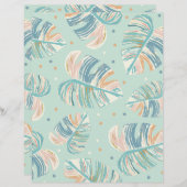 モンスターリーフ – ターコイズ、緑、スクラップブック紙 (正面/裏面)