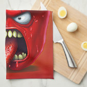 モンスターレッドおもしろいベルペッパーのロッカー キッチンタオル (四つ折り)