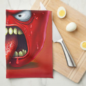 モンスターレッドおもしろいベルペッパーのロッカー キッチンタオル (四つ折り)