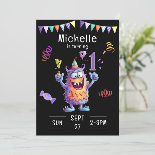 モンスターワンイヤー誕生日招待状 招待状 (スタンド正面)
