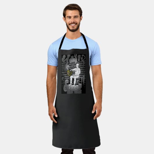 モンスター付きキューブ魔法 エプロン (着用した状態)