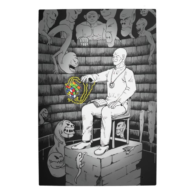 モンスター付きキューブ魔法 メタルプリント (正面)