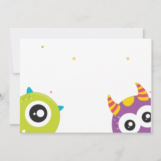 モンスター写真1歳の少年のリトルモンスター 招待状 (裏面)