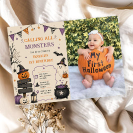 モンスター大集合!ハロウィンお誕生日写真 招待状