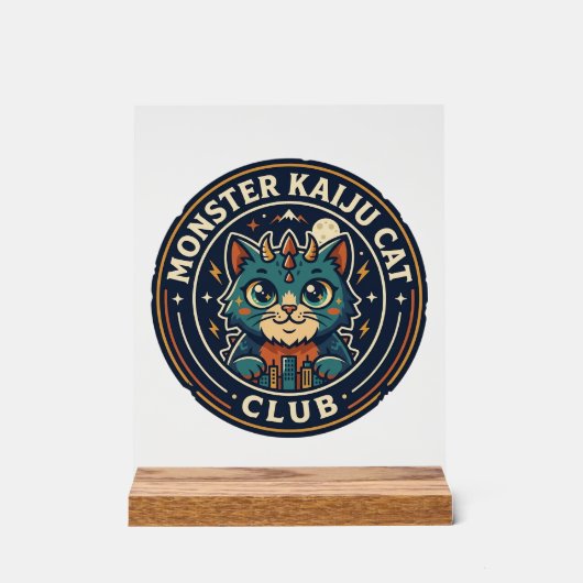 モンスター怪獣猫ネコグラフィックTシャツアート - モンスター怪獣 アクリルサイン (正面)