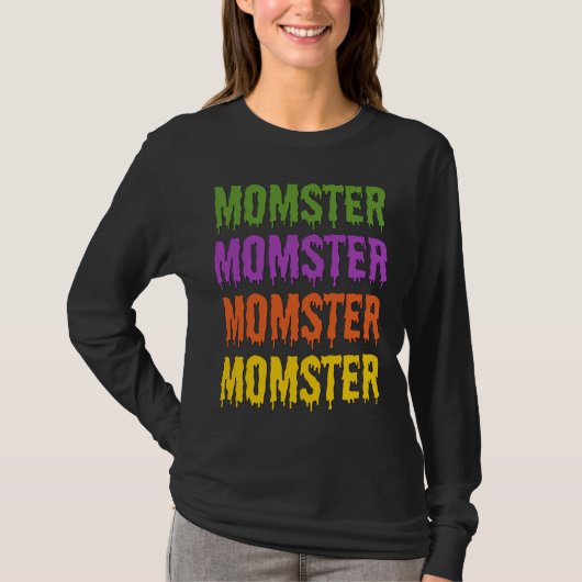 モンスター母のドリッピングフォントのハロウィン仮装 Tシャツ (正面)