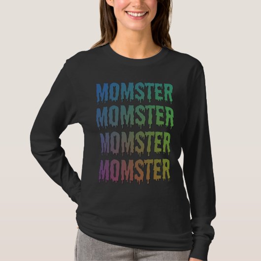 モンスター母のドリッピングフォントのハロウィン仮装 Tシャツ (正面)