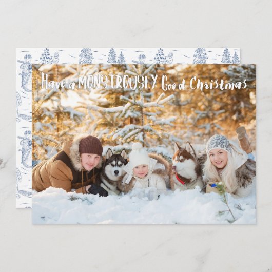 モンスター級に素敵なクリスマスのイエティ写真 シーズンカード (正面/裏面)