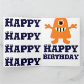 モンスター素晴らしく大きく巨大な8つx 11のハッピーバースデーカード カード (内部)