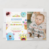 モンスター誕生日招待状と写真 招待状 (正面)