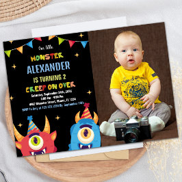 モンスター誕生日招待状カラーフラグw photo 招待状