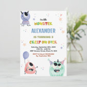 モンスター誕生日招待状グリーンオレンジスター 招待状 (スタンド正面)