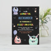 モンスター誕生日招待状スターブラック 招待状 (スタンド正面)