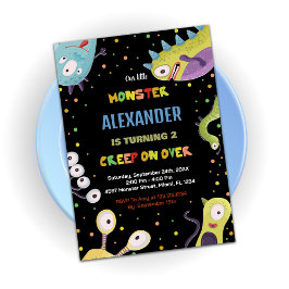 モンスター誕生日招待状ダークグリーンブラック 招待状
