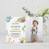 モンスター誕生日招待状ダークグリーン(写真付) 招待状 (スタンド正面)