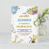 モンスター誕生日招待状ダークグリーン 招待状 (スタンド正面)