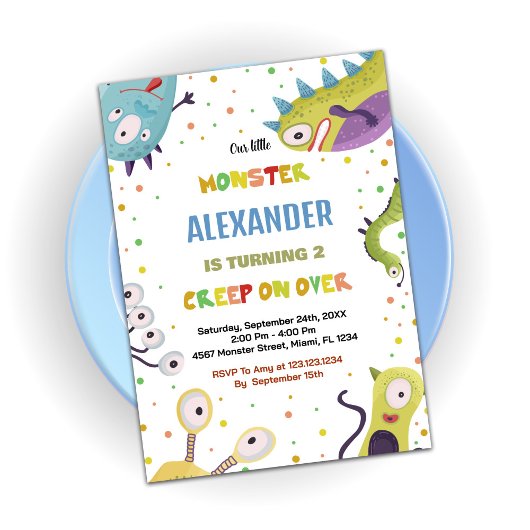 モンスター誕生日招待状ダークグリーン 招待状