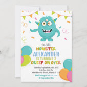 モンスター誕生日招待状バルーンのフラグ 招待状 (正面)