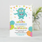 モンスター誕生日招待状バルーンのフラグ 招待状 (スタンド正面)