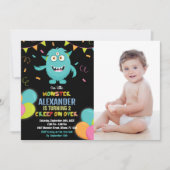モンスター誕生日招待状バルーン写真 招待状 (正面)