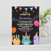 モンスター誕生日招待状ピンクバルーンブラック 招待状 (スタンド正面)