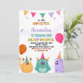 モンスター誕生日招待状ピンクバルーン 招待状 (スタンド正面)