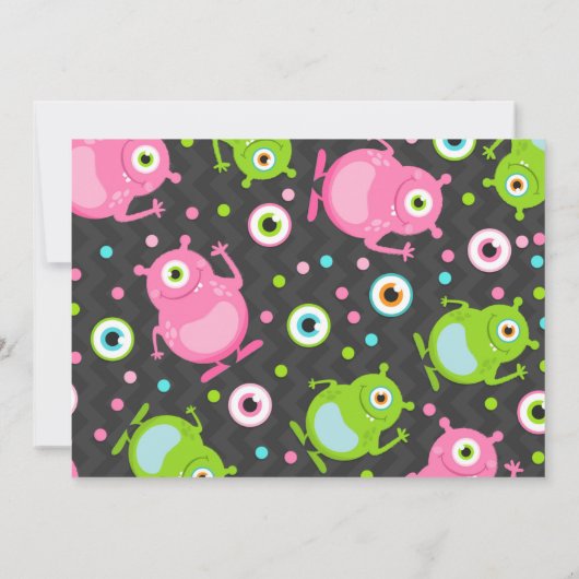 モンスター誕生日招待状ピンクモンスターモンスターパーティー 招待状 (裏面)