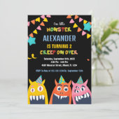 モンスター誕生日招待状ブラック 招待状 (スタンド正面)