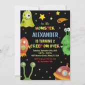 モンスター誕生日招待状ブラック 招待状 (正面)