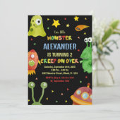 モンスター誕生日招待状ブラック 招待状 (スタンド正面)