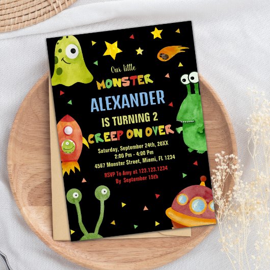モンスター誕生日招待状ブラック 招待状