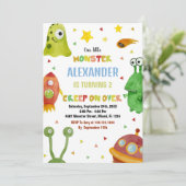 モンスター誕生日招待状ホワイト 招待状 (スタンド正面)